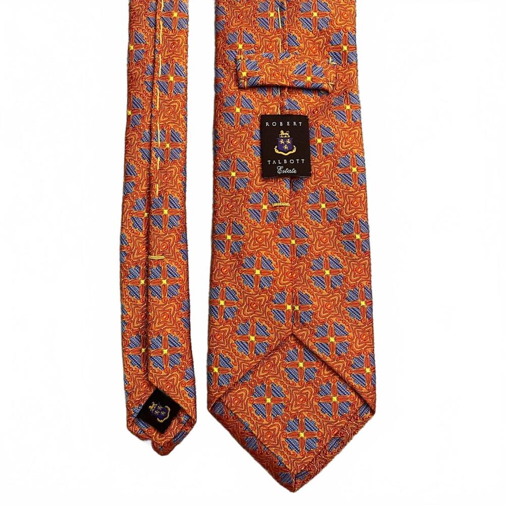 Robert Talbott Vibrant Orange and Blue Geometric Tie